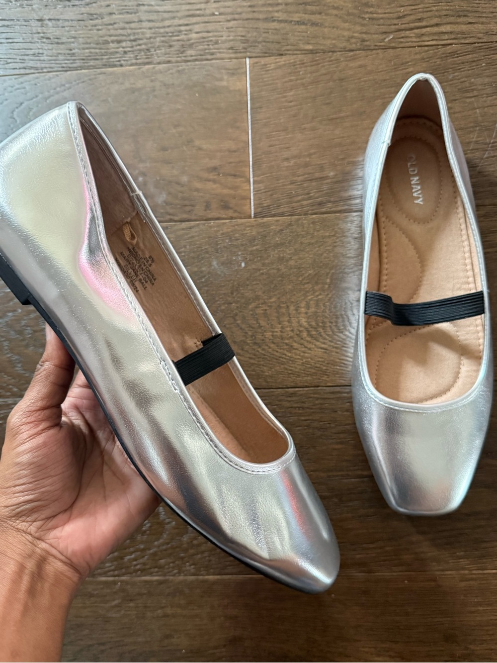 Old Navy Mary Jane Ballet Flats Silver Metallic Size 9.5